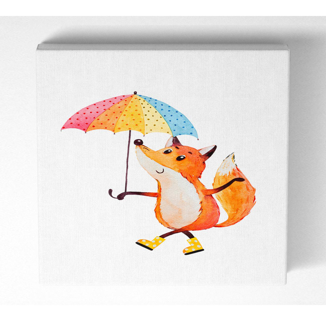 Foxy In The Rain - Wrapped Canvas Kunstdrucke