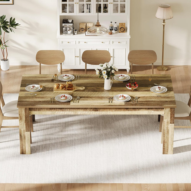 63'' Dining Table For 4-6, Dining Room Table With 1.18" Thickened Tabletop, 30.12”H x 63”L x 31.54”W, Brown
