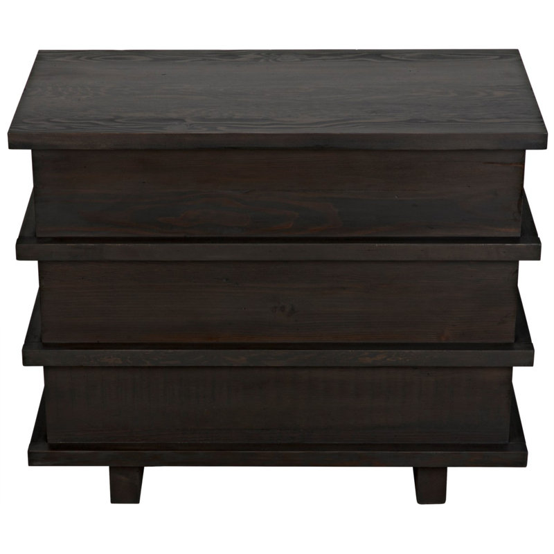 Bergamot 3 - Drawer Solid Wood Dresser, Black Wax