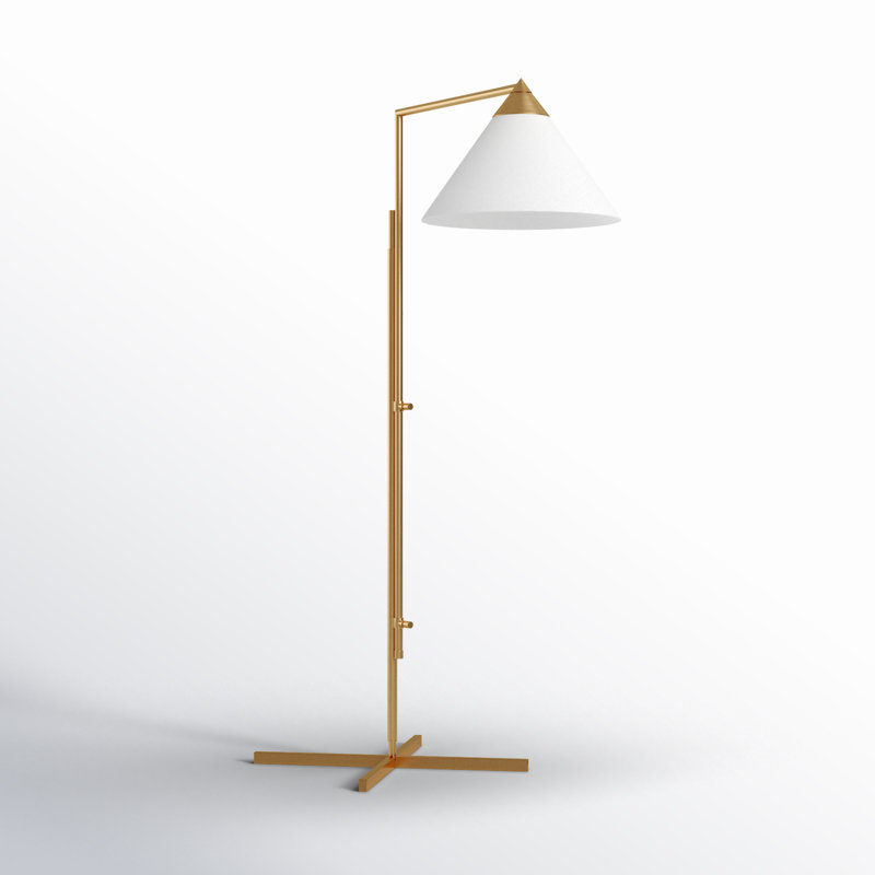 Noki 42.75'' Task Floor Lamp with Outlet, Burnished Brass