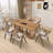 70.87 Inch Rectangular Waves Dining Table 6 Person Oak Rattan Weave-475325935