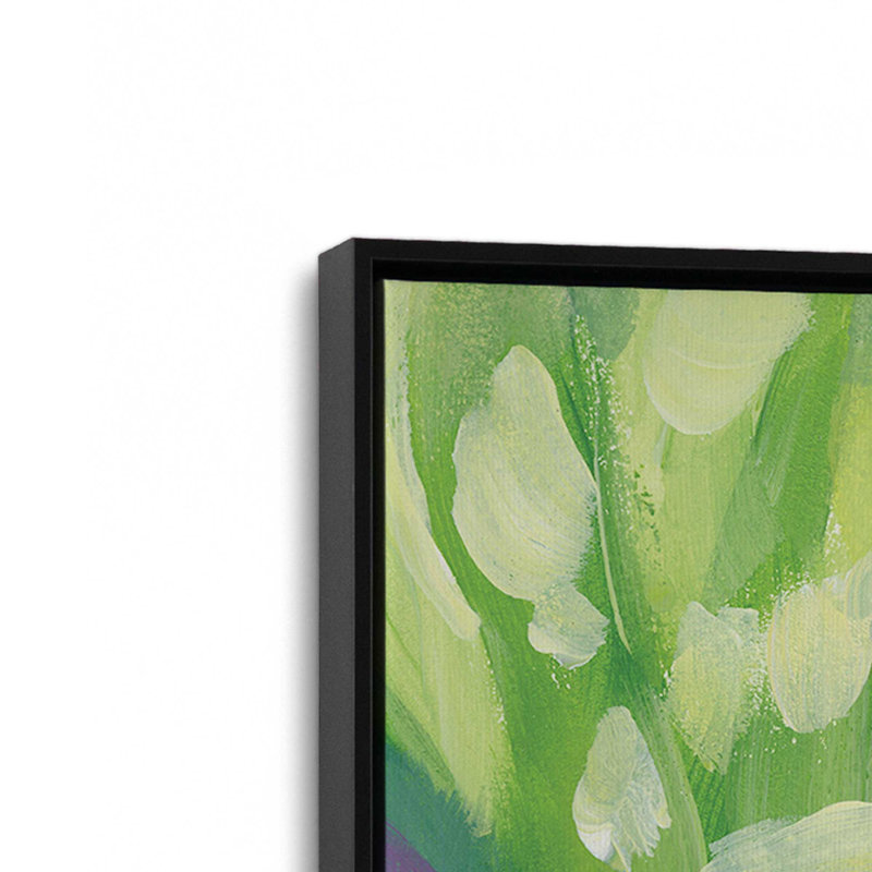 Toile roulée Bold Iris Blooms, Cadre flottant noir satiné, H 18,75 po x l 12,75 po x P 1,75 po