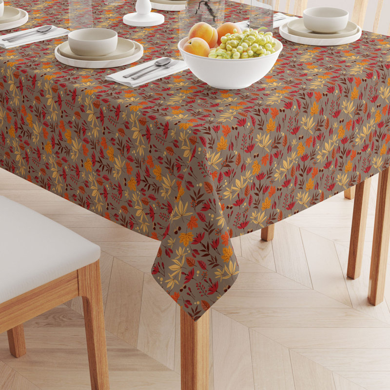 Berries Acorns And Leaves Cotton Tablecloths Floral, 104" x 52"
