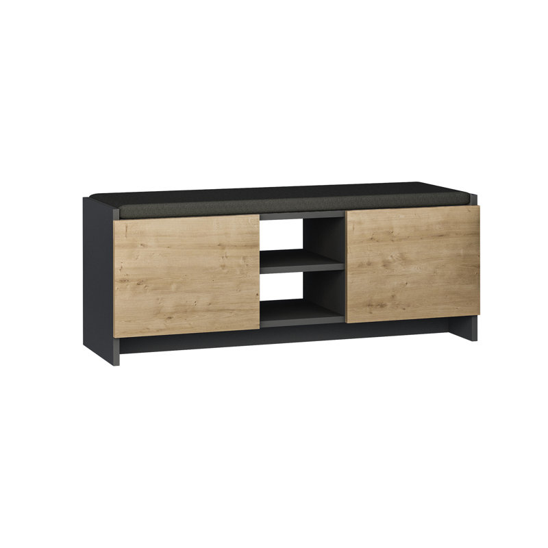 Ousley 8 Pair Shoe Storage Cabinet, Anthracite/Oak