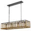 Luminaire suspendu 4 lumières, toile de jute tressée, métal industriel noir en cage 40 po