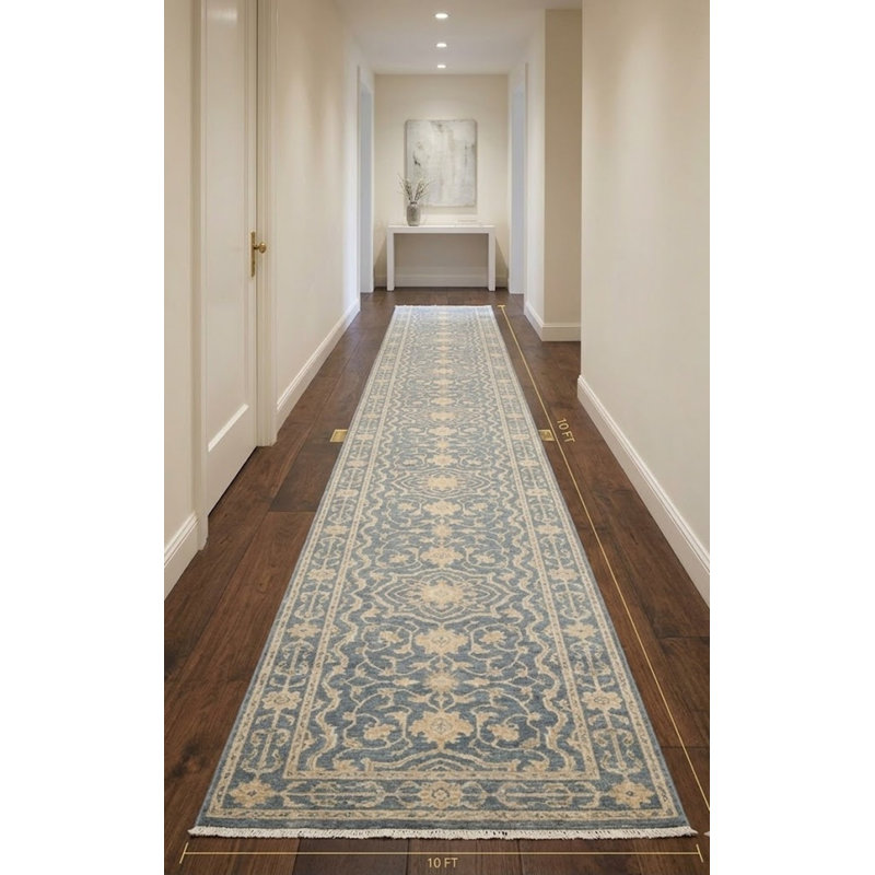 Tapis de couloir oriental transitionnel gris discret 3 x 20