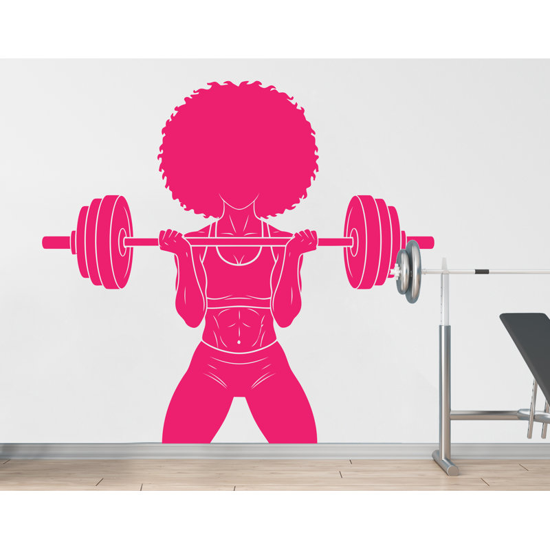 «Girl in Gym», autocollant mural, pouvoir, remise en forme, femmes, squat, décoration, entraînement, vinyle, autocollants muraux, chambre à coucher, 265DRE