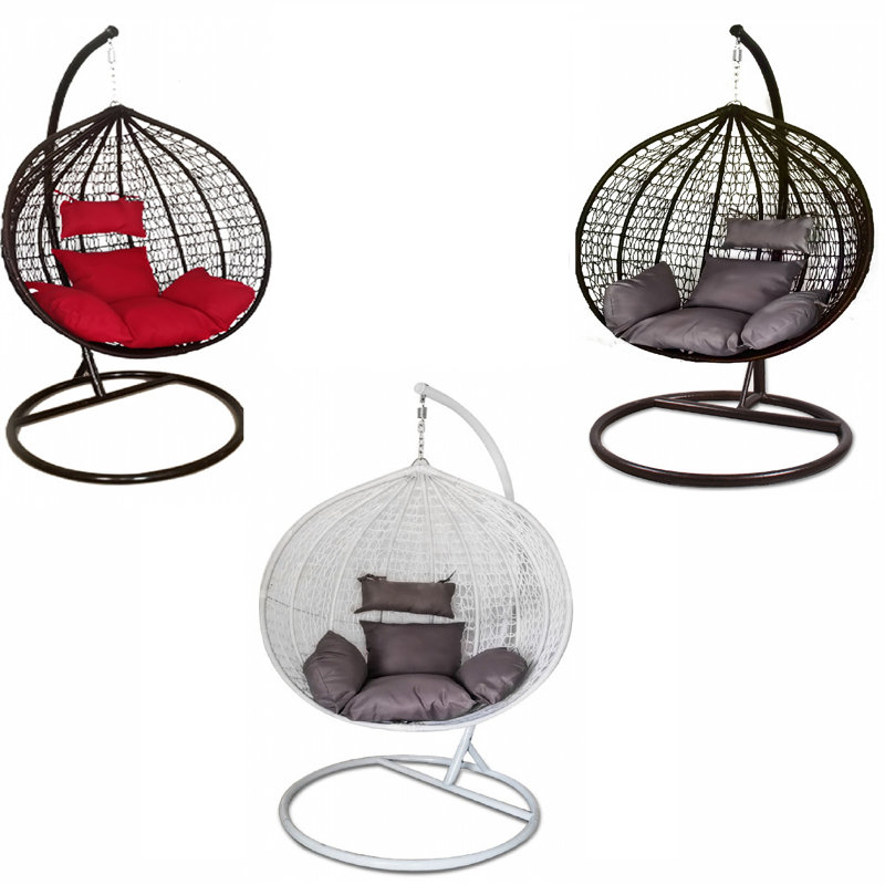 Fernelius Swing Chair with Stand, Black, Red