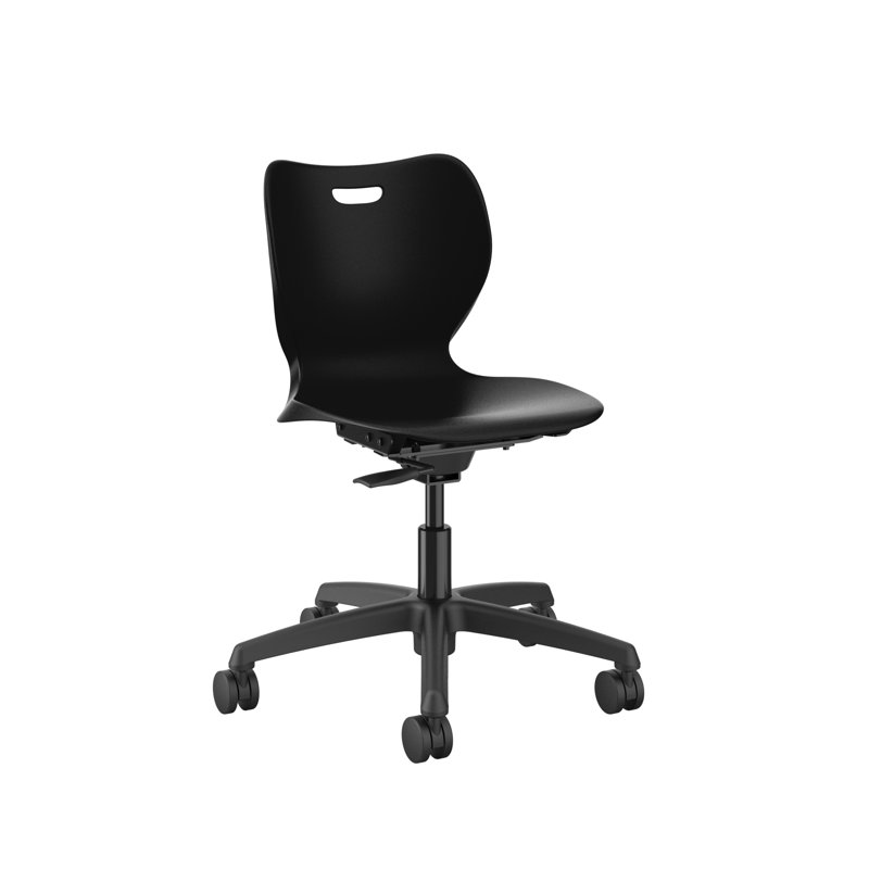 Black Ergonomic Armless Plastic Task Chair with Casters