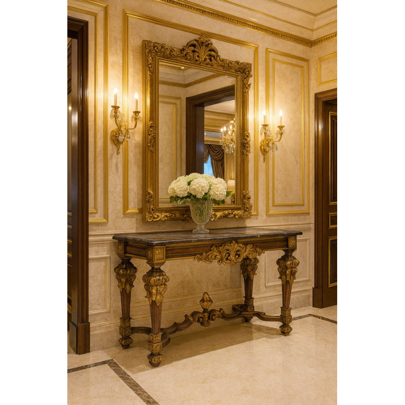 Rosia 60.24'' W Marble Console Table, Brown
