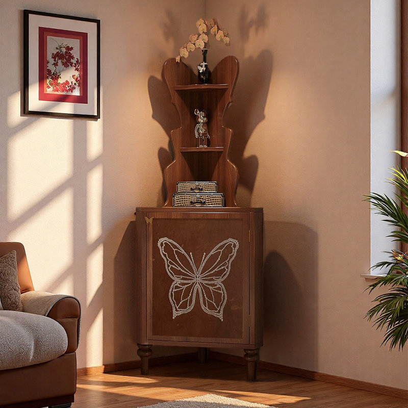 Armoire d'angle multifonctionnelle dans le salon, Noyer