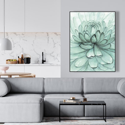 Fleur turquoise - Toile encadrée pour décoration intérieure Neo Mint
