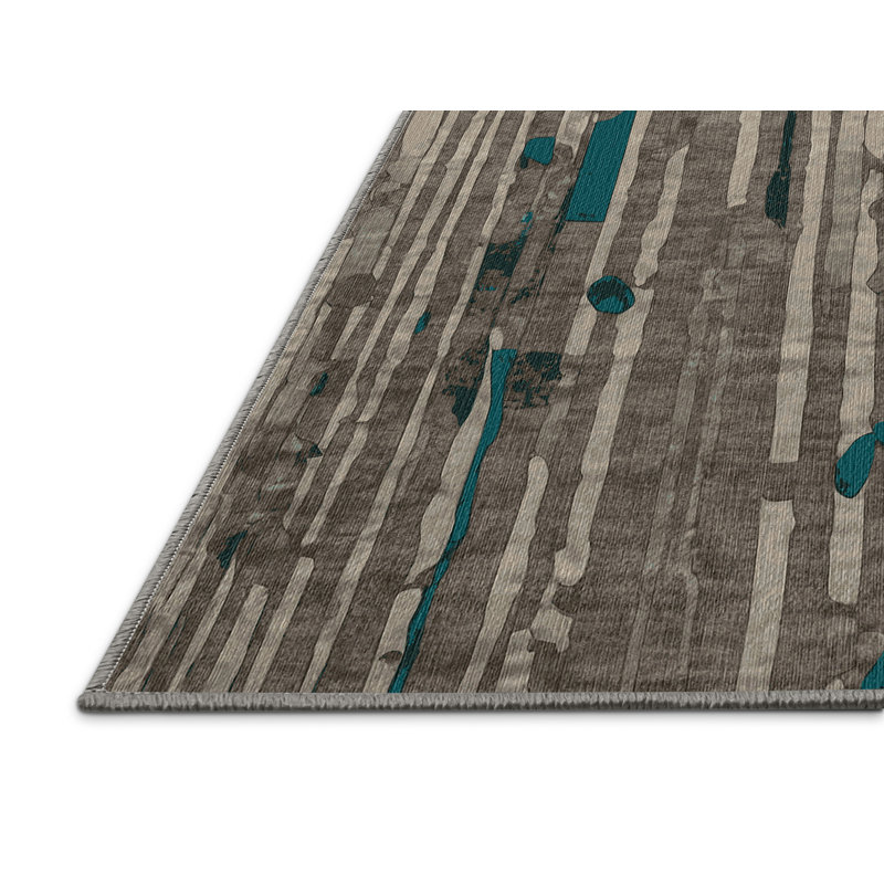 Machine Washable Gray Area Rug GSIX03651, Rectangle 7' x 9'