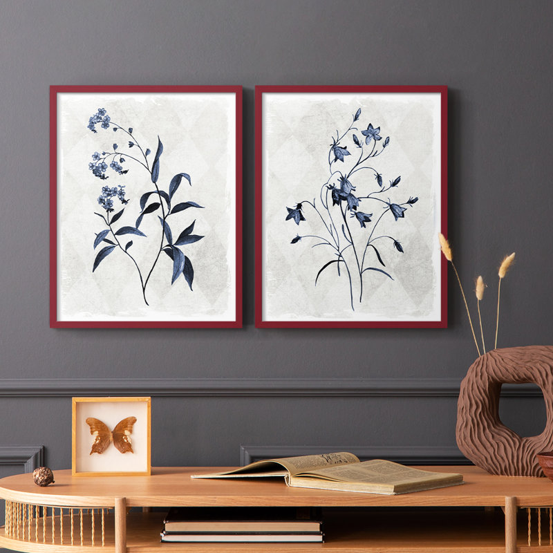 Reproduction encadrée Harlequin Botanical I-Premium - prête à être accrochée - aucun clou requis - aucun clou requis, Rouge