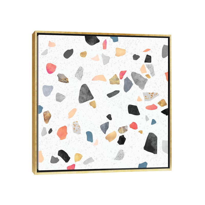 « Terrazzo Treasure » par Elisabeth Fredriksson-impression d’art graphique, H 18 po x l 18 po x P 1,5 po, Toile encadrée d'or