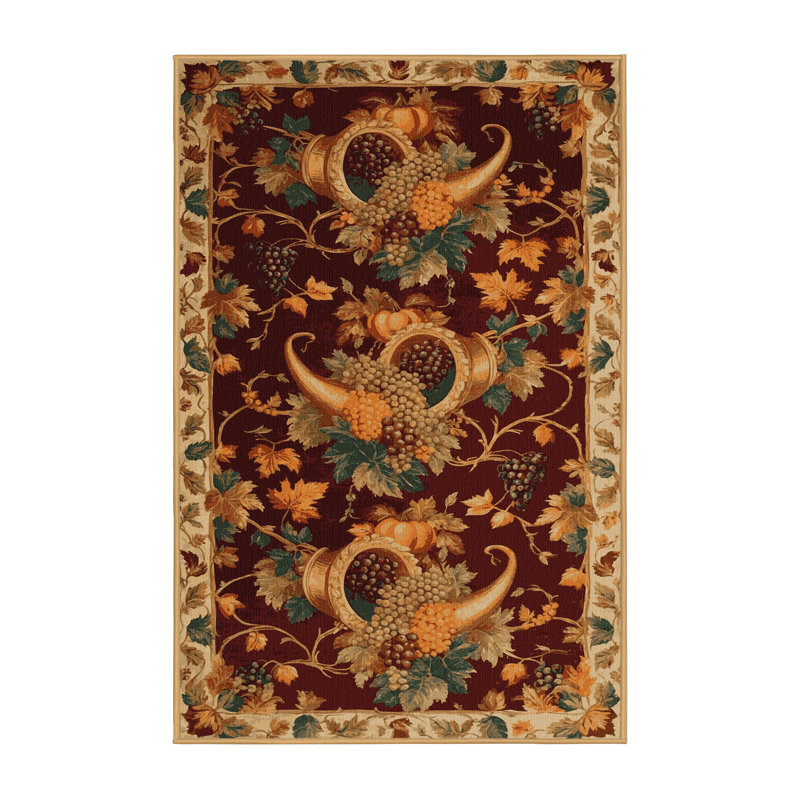 Tapis brun français lavable à la machine, Rectangulaire 7 pi x 10 pi
