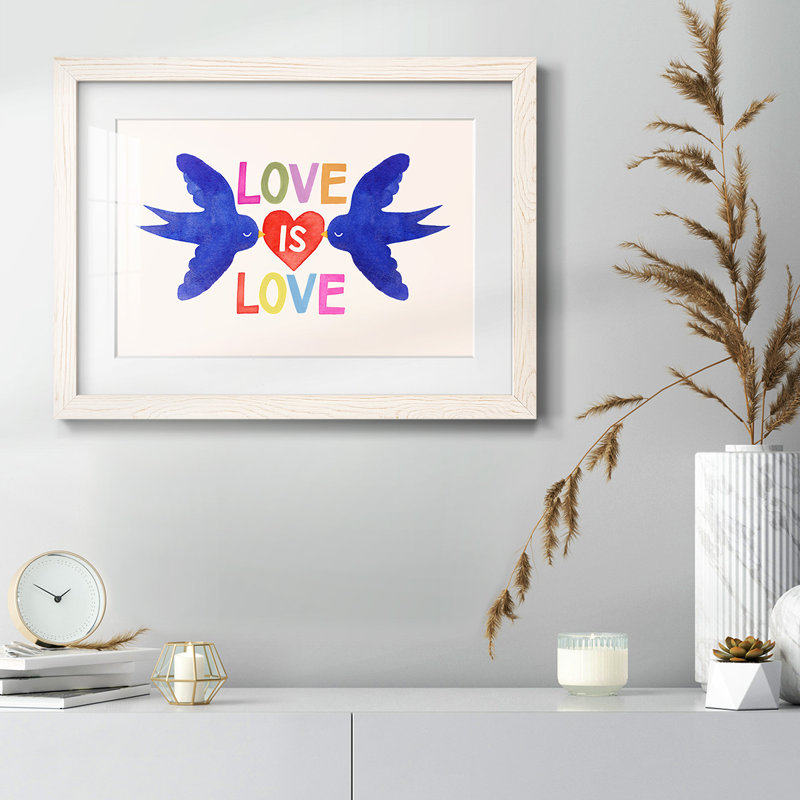 Love Loudly Collection A - Matted and Framed Under Glass, Large Living Room Wall Art, White, 14" H x 20" W x 1.5" D