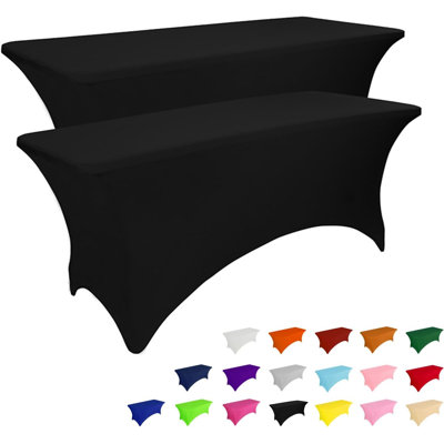  2 Pack Spandex Table Cloth for Rectangular Fitted Events Stretch Table Covers Washable Cover Spandex Tablecloth Protector for Party, Wedding, Cocktail, Banquet, Festival