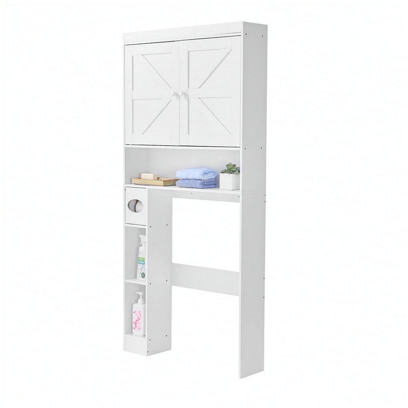 Armoire de rangement au-dessus de la toilette pour salle de bain avec tablette réglable blanche H 67,4 po