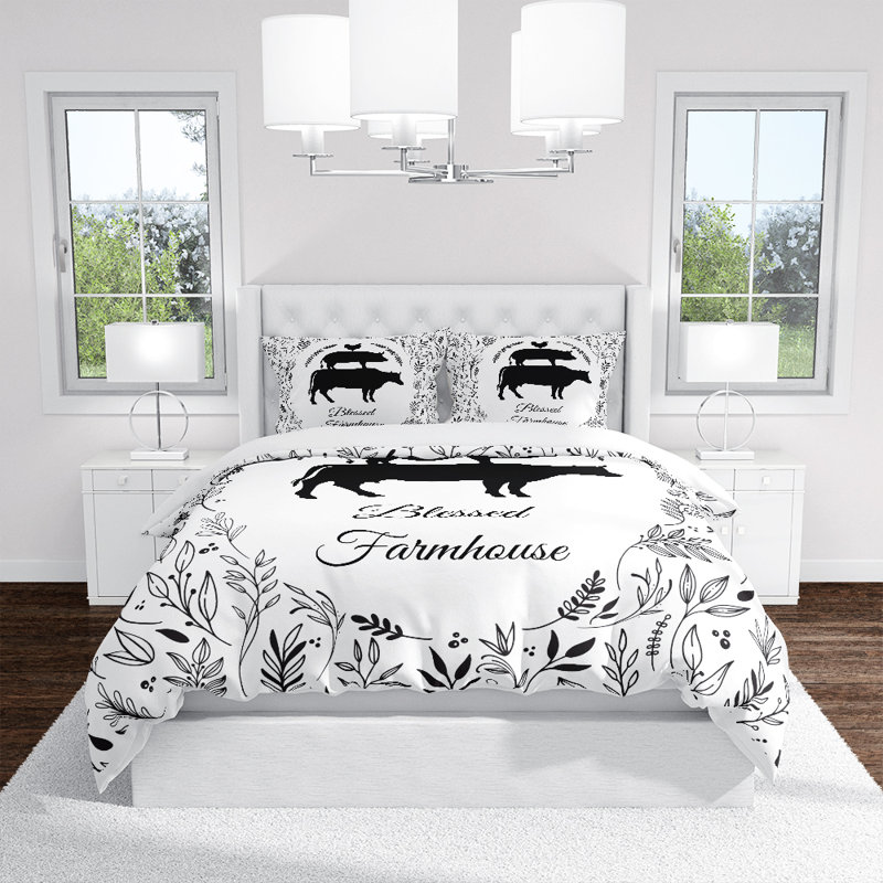 Polyester Floral Duvet Cover, King Duvet Cover + 2 Shams 