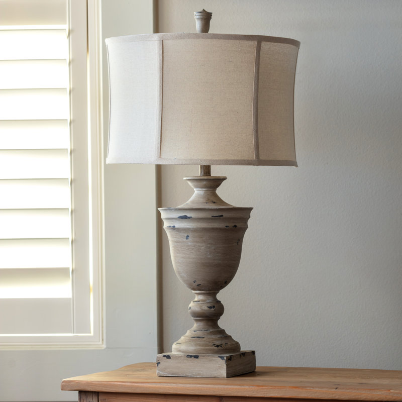 Resin Table Lamp With Linen Shade