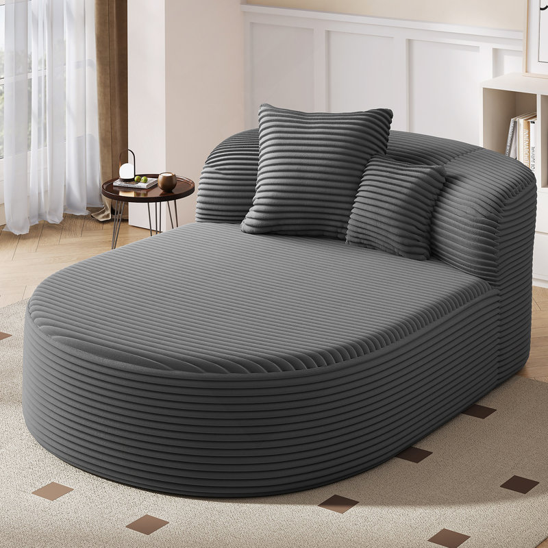 Chaise longue d'intérieur avec deux coussins de soutien pour le salon, Gris