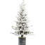 Arbre de Noël floqué de 4,5 pi avec base en pot, 150 lumières à DEL blanc chaud, 720 extrémités en PE et 19 branches de pin - parfait pour la maison