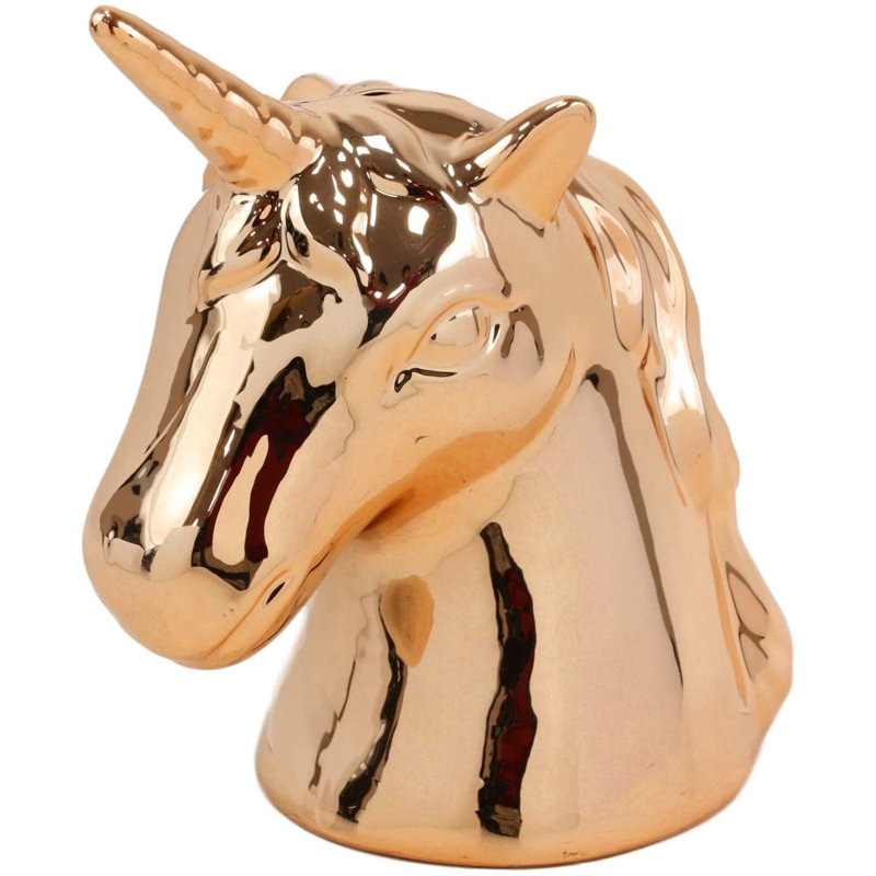 Tête de licorne solitaire électroplaquée, Doré