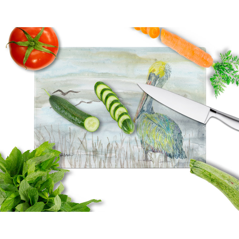 Caroline's Treasures Tempered Glass Pelican Cutting Board, Watercolor