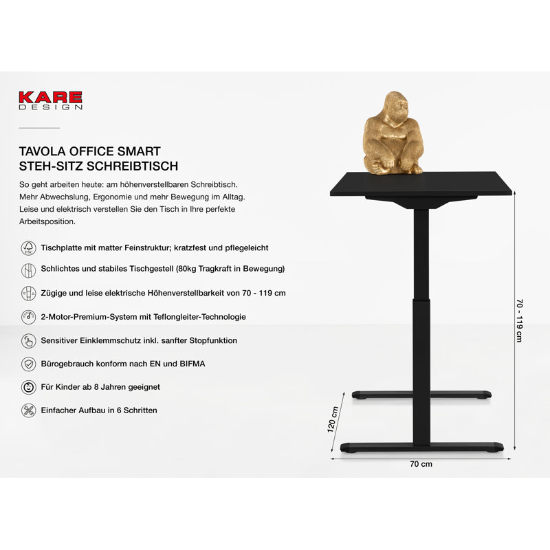 Desk Office Smart 120x70, Black