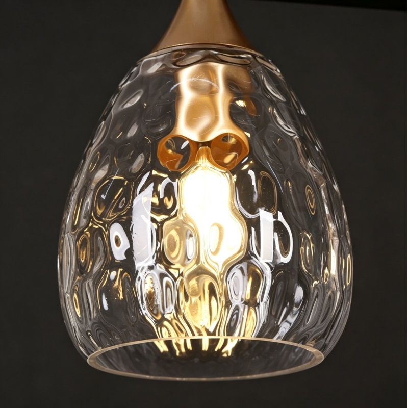 Luminaire pour îlot de cuisine Teandrea à 5 lumières, largeur 47 pouces, or/noir
