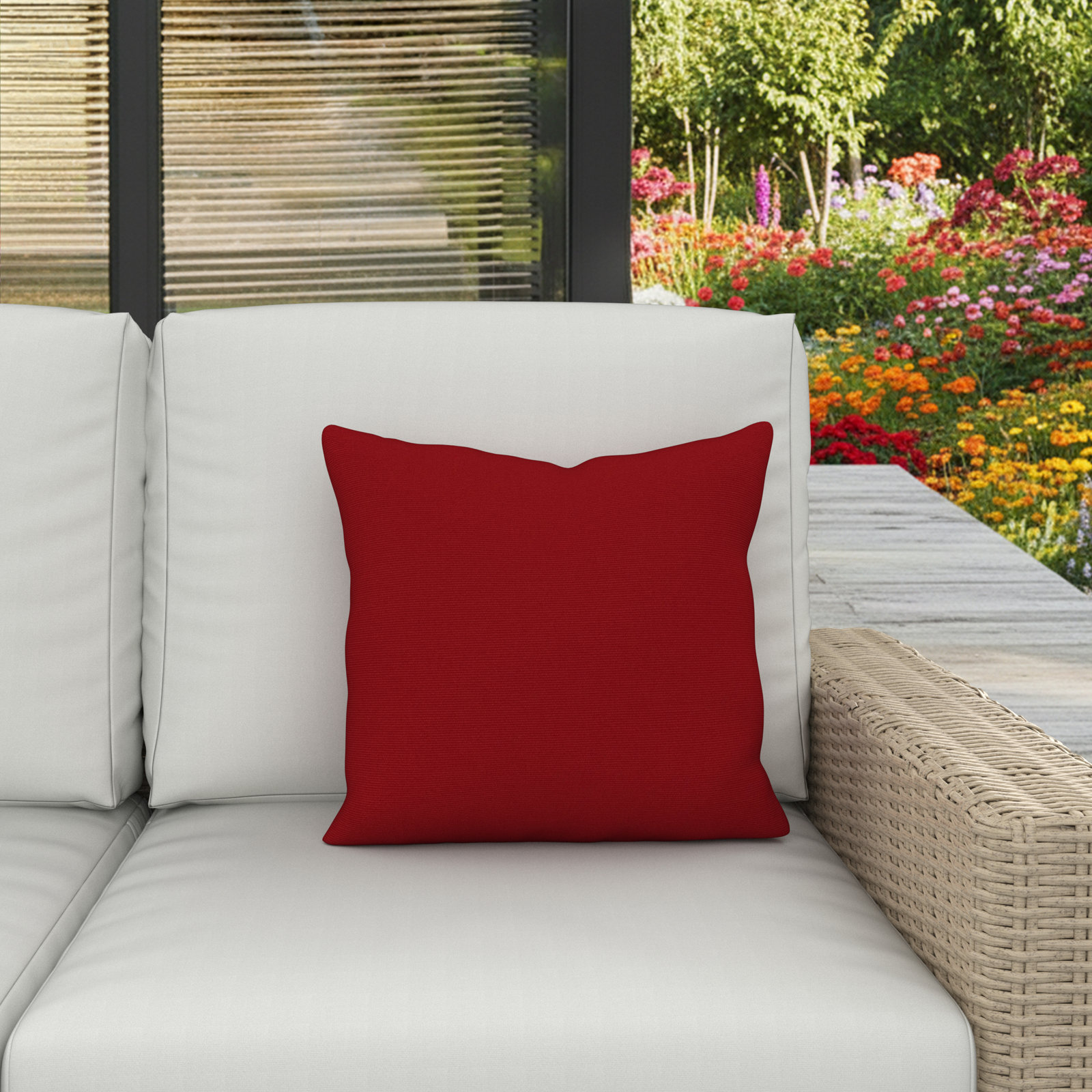 Indoor/Outdoor Throw Pillow, Square 18", Canvas Jockey Red Sunbrella® Canvas