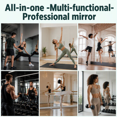 Miroir Home Gym L 55 po x l 17 po - Grand miroir corporel 2 pièces pour yoga, remise en forme, garage, studio de danse, fixation murale, verre trempé de 0,16 po sans cadre