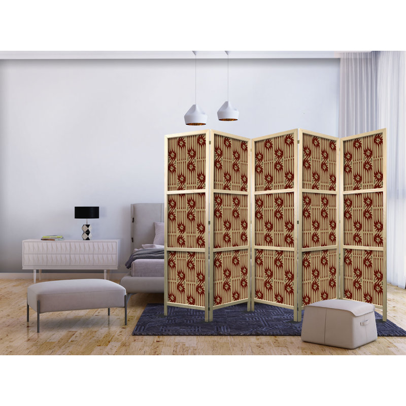 171cm H Solid Wood Folding Room Divider, 171cm H x 225cm W x 1.2cm D, 5