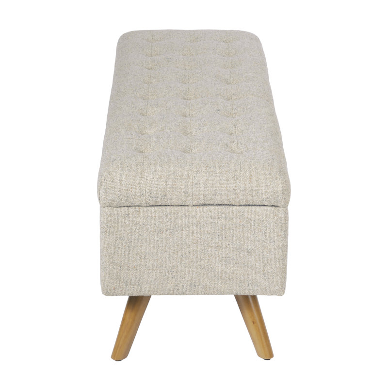 Ataru Upholstered Flip Top Storage Bench, Textured Cream