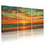 Nautique et plage, coucher de soleil, ciel, vagues de l'océan, horizon, couleurs, ensemble de 3 impressions sur toile-1254314619