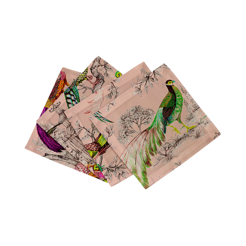 Pheasant Fall Sauvage Cotton Sateen Cocktail Napkins, Savannah
