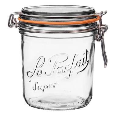 3258-Glass Jar with Bamboo Wood Cover, Small 4.25 H x