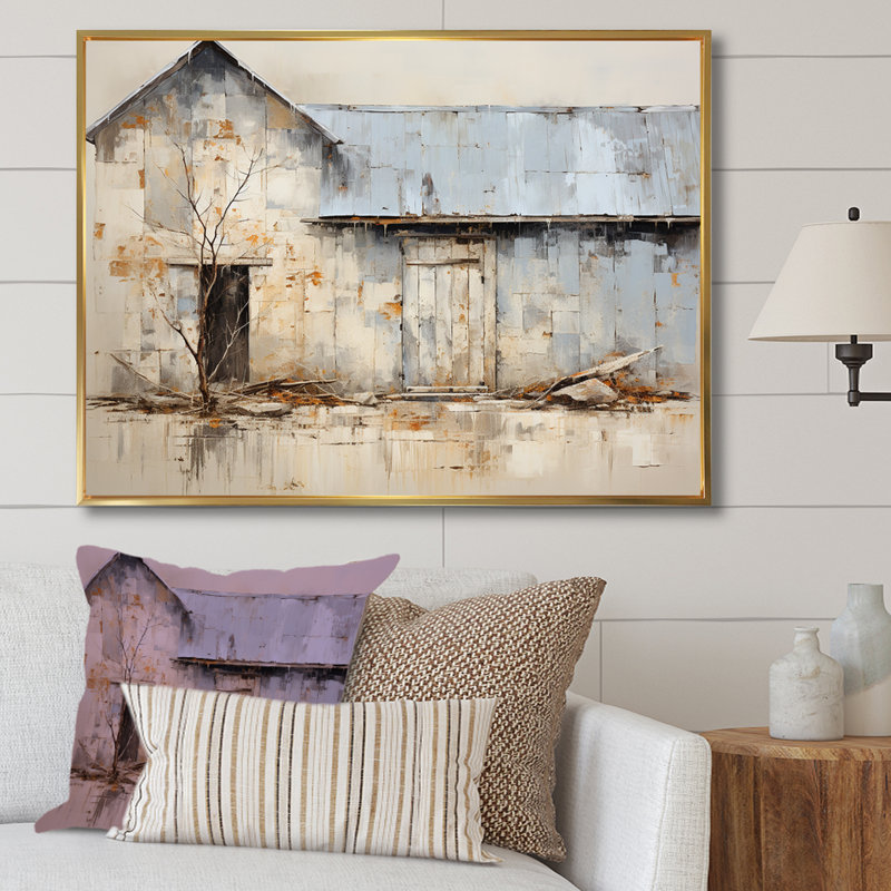 Impression sur toile Minimalisme, Cadre flottant doré, H 16 po x l 32 po x P 1 po