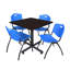 Table de salle de repos carrée Nicklo, chaises empilables 4 M-32668303-40142455-32668305