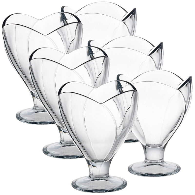 Set of 6 270ml Clear Glass Ice Cream Sundae Dessert Bowl Glasses Footed Cups