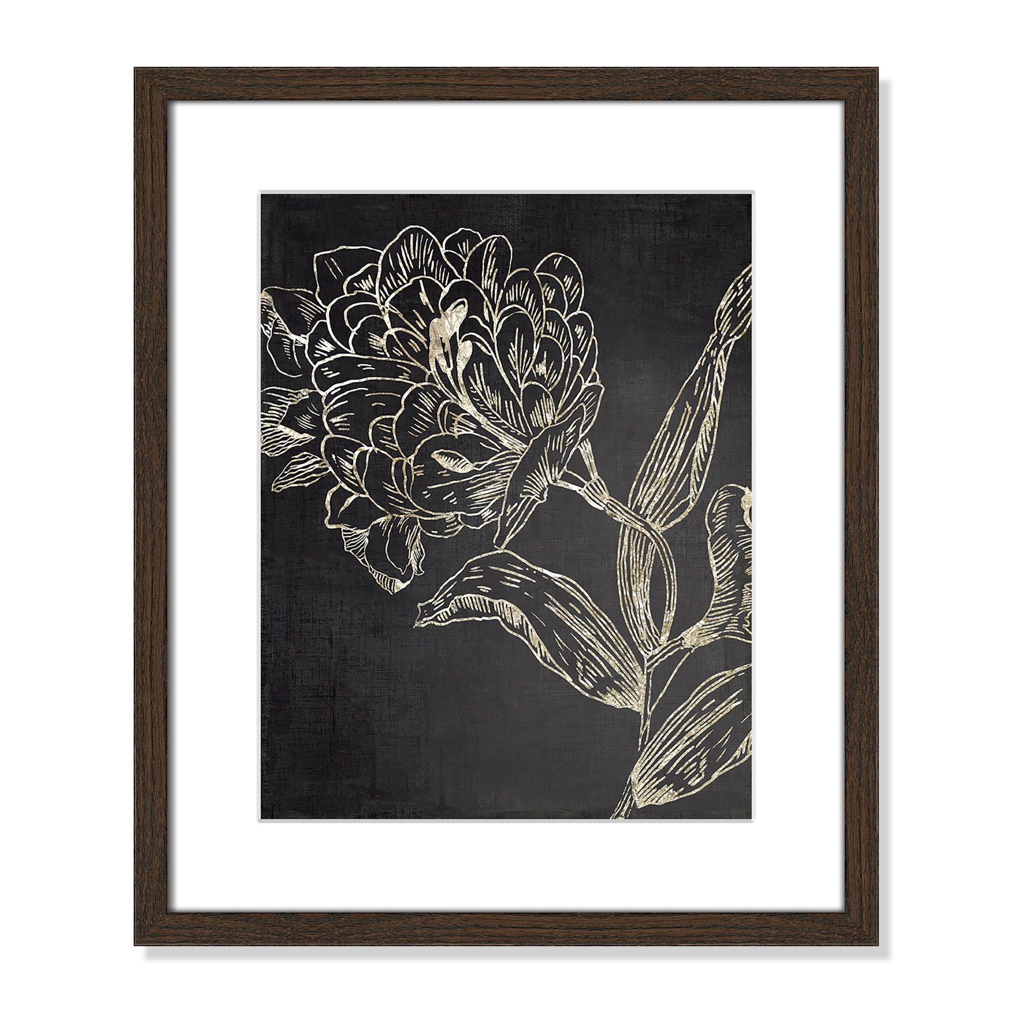 Golden Flower Folklore II by Asia Jensen - Picture Frame Graphic Art, 19" H x 16" W, Black Wood Grain