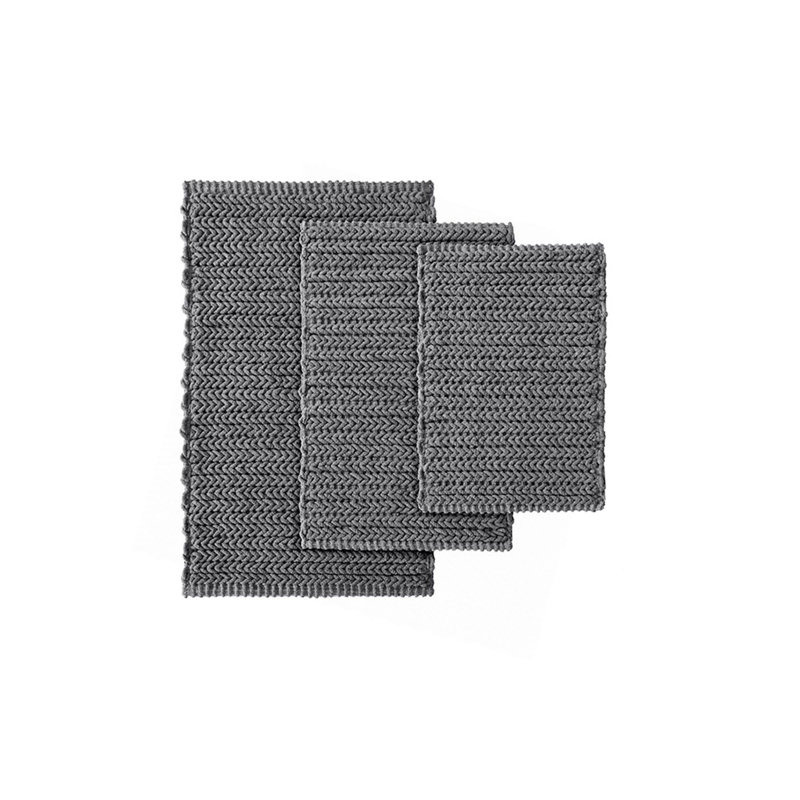 100% Cotton Chenille Chain Stitch Rug, Charcoal, Single - 1'8" x 2'6"