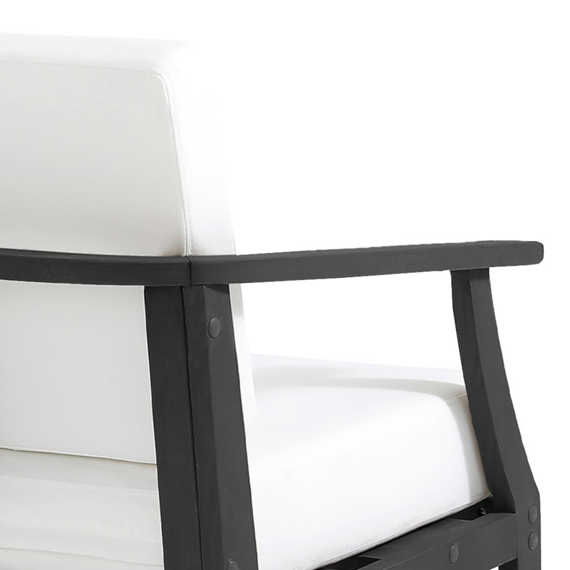 Clinkscales Solid Wood Teak Outdoor Loveseat With Cushion And Arms, Beige, Black
