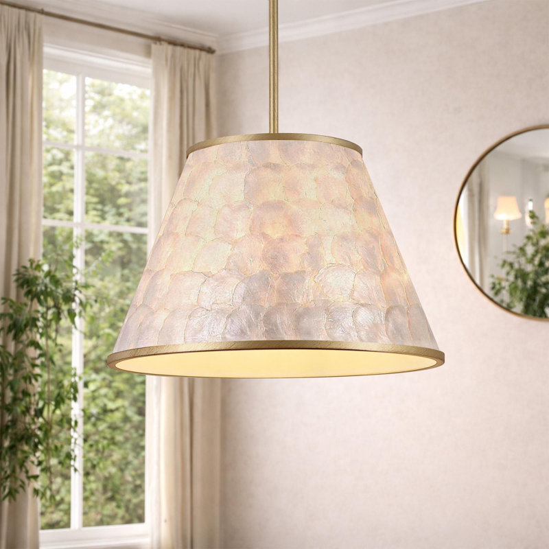 Luminaire suspendu en coquille de Capiz 1 lumière 18 "