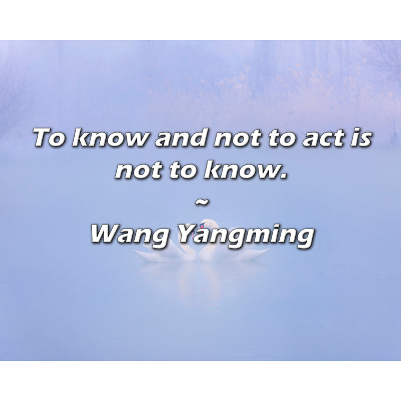 Citation artistique «savoir et ne pas agir, ce n'est pas savoir». Toile tendue par Wang Yangming Gallery
