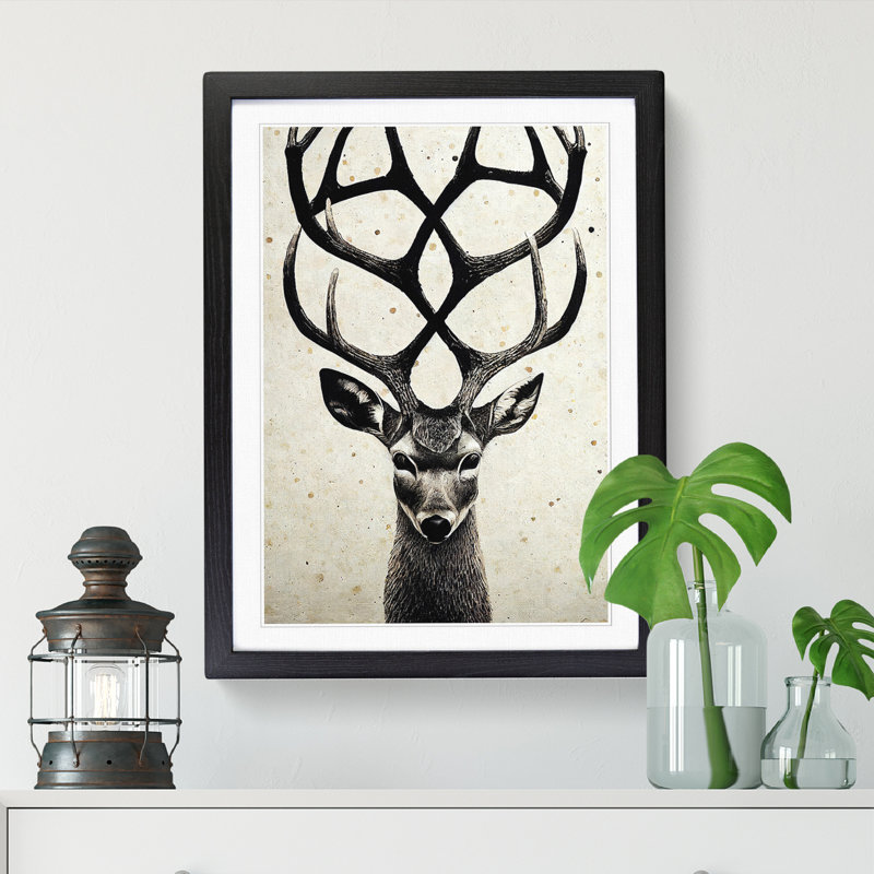 Wesner Deer Abstract Design Vol.2 1 Piece Wall Art, 64" H x 46" W, Black
