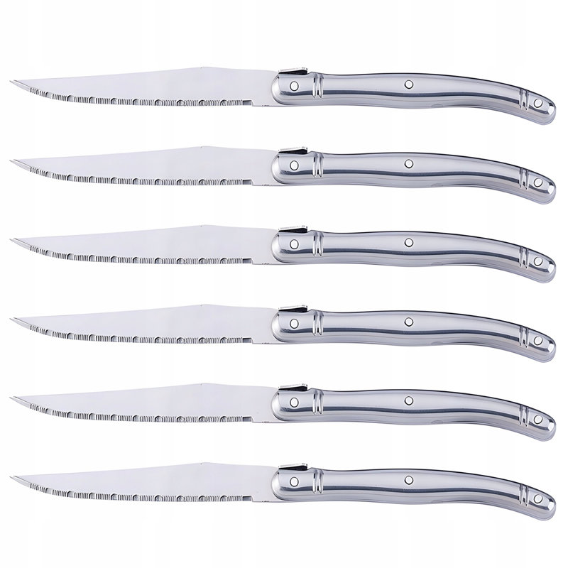 6 Pieces Chef Steak Knives Set with Wooden Block Holder