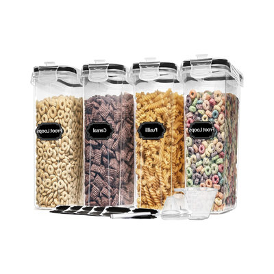 Cereal Containers Storage Set (4L,135.2 Oz), 4PCS Airtight Food Storage Containers With Pour Spout