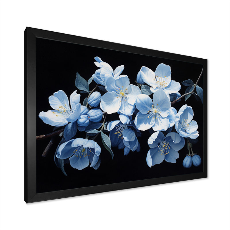 Fleur de pommier monochromatique élégance IV, reproduction sur toile, H 34 po x l 44 po x P 1,5 po, Cadre photo noir
